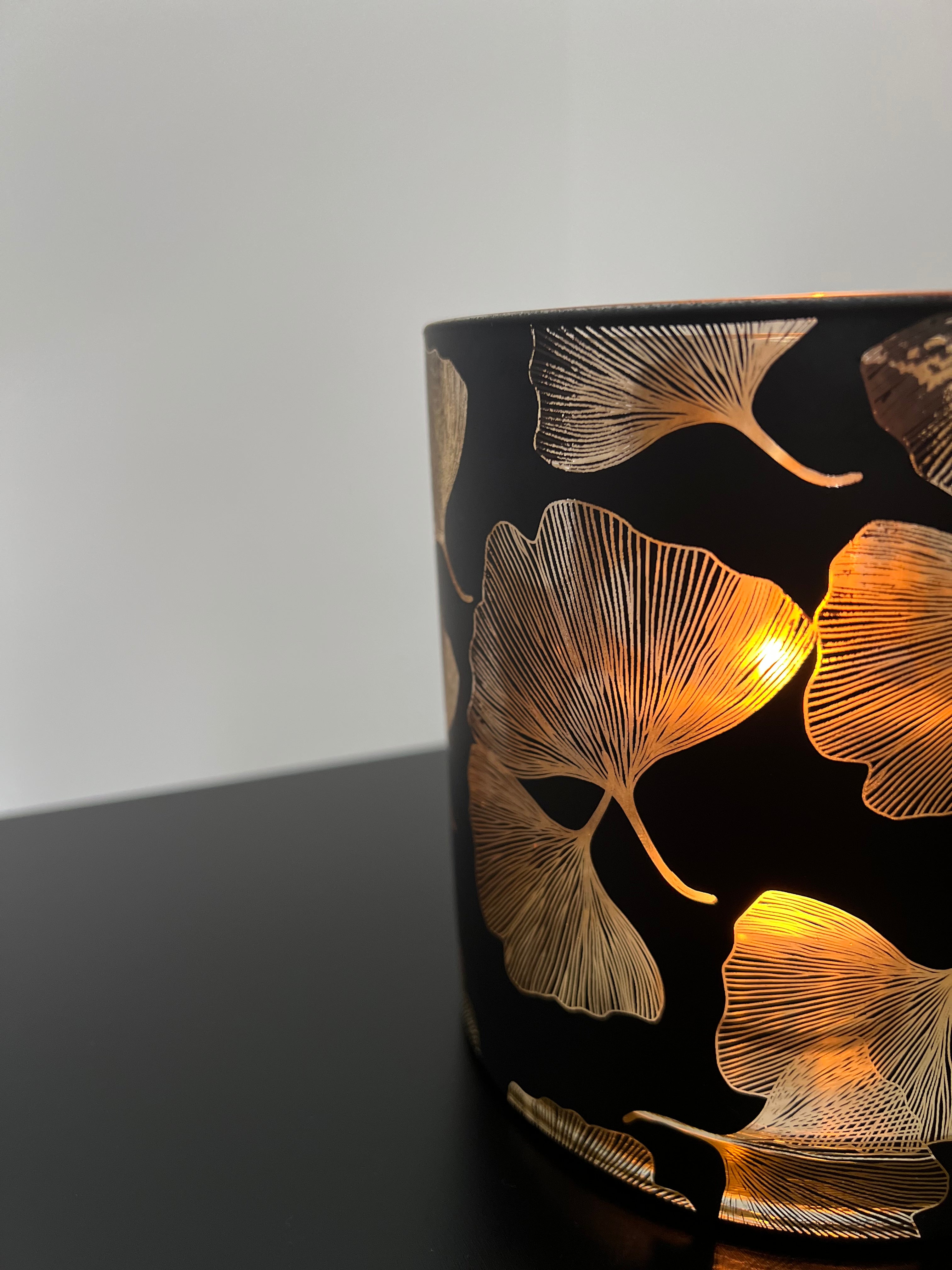 Windlicht schwarz / Gold