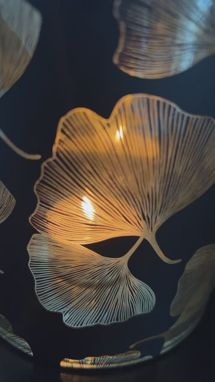 Windlicht schwarz / Gold